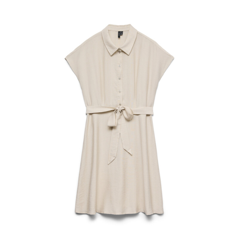 VMATHENA CS SHORT SHIRT BELT DRESS WVN OATMEAL