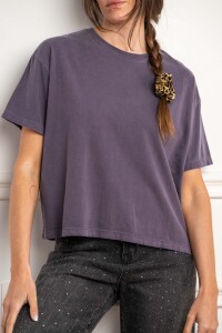 Remera Algodon Lavado Berenjena