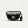Bandolera The Circle en cuero croco Negro