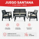 Juego Santana de jardín 3 sillones con almohadones + mesa GRIS