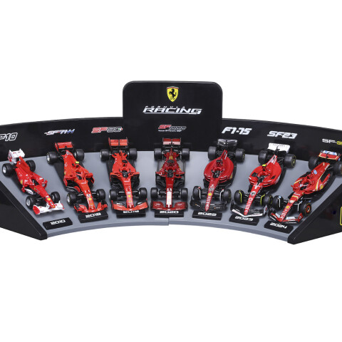 Set x 7 Autos Ferrari con Exhibidor Formula 1 Bburago Escala 1:43 U