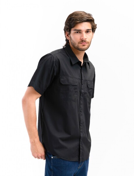 Camisa Fishing Manga Corta Negro