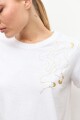 Remera bordado con brillos blanco