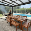 Juego Barbacoa Mesa de Eucaliptus + 6 Bancos con respaldo Juego Barbacoa Mesa de Eucaliptus + 6 Bancos con respaldo