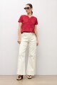 Remera puff print carmesí
