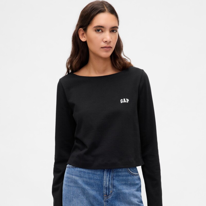 INTL LS CROPPED BOAT TEE TRUE BLACK V2