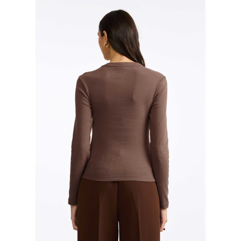 CAMISETA ML FEM MARROM ESCURO