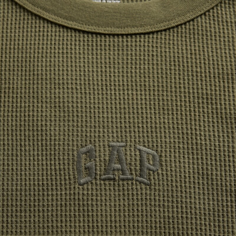 V-FRCH LS WAFFLE MINI LOGO CREW ARMY JACKET GREEN