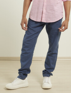 080677 PANTALON DE LINO HARRY Azul