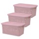 Set x3 Caja simil ratán 2,5 Lts ROSADO