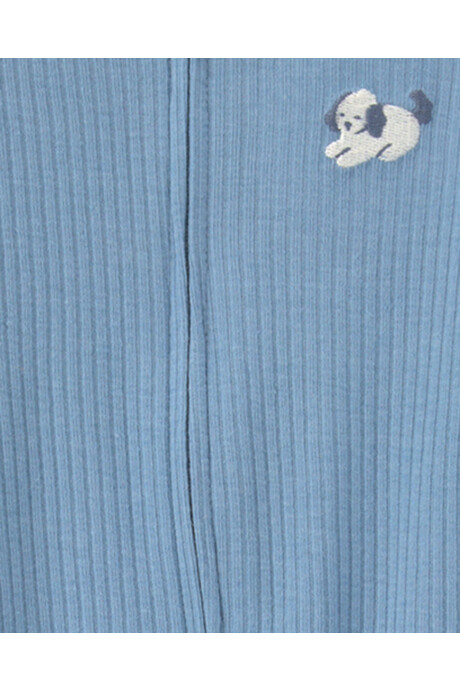 Pijama una pieza de algodón, con pie, azul, diseño perro Sin color