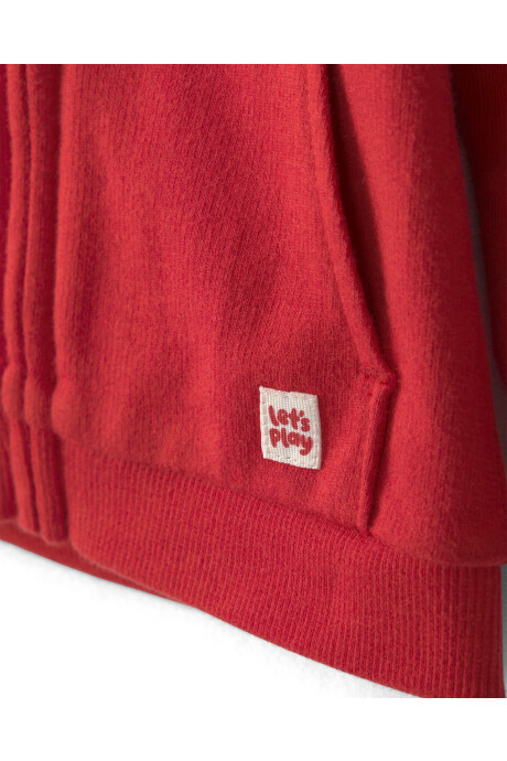 Campera de algodón, roja, con capucha Sin color