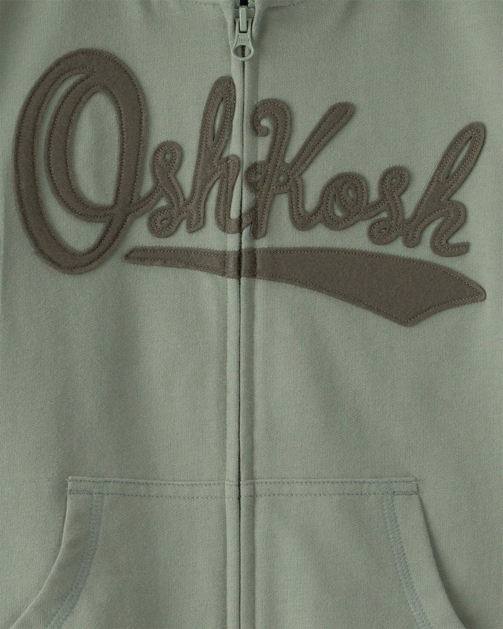 Campera de algodón, verde, con capucha y logo Sin color