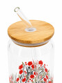 VASO VIDRIO CON SORBITO FLOWERS 470ML MULTICOLOR