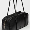 Cartera al hombro Horizon en cuero graneado Negro