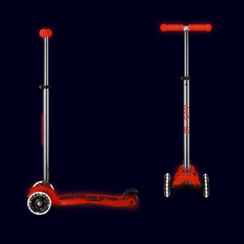 Monopatín Micro Maxi Glow LED Ajustable con 3 Ruedas ROJO