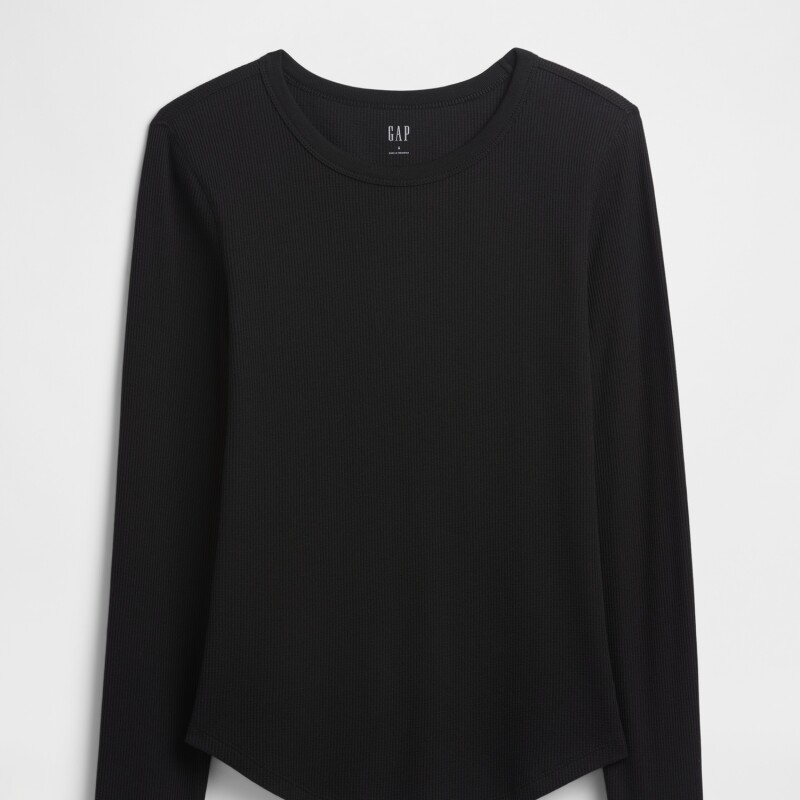 V-LS OPP WAFFLE TEE BLACK 1