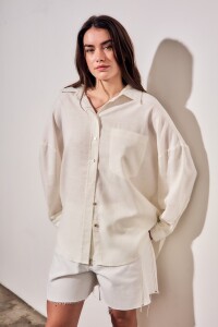 Camisa Con Lino Nácar