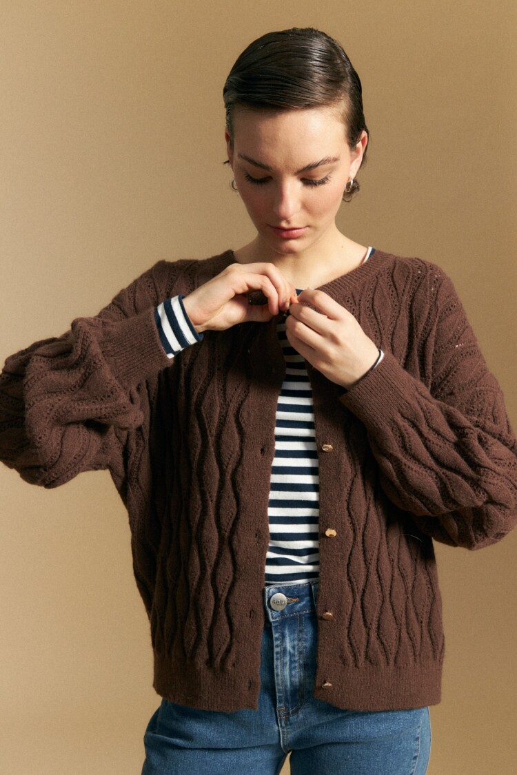 CARDIGAN NORI Marrón Corteza