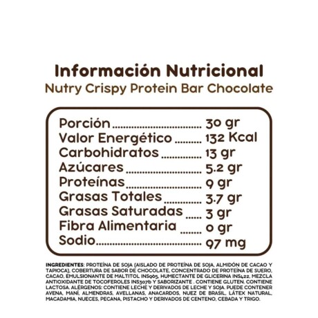 ¡OFERTA IMPERDIBLE! Barra de proteina 30gs x12 Nutry Chocolate