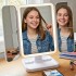 Espejo De Maquillaje Luz Led Triple Panel Aumento 2x 3x USB Blanco