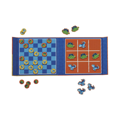 Juegos Magnéticos x2 Damas + Tatetí Crocodile Creek Dinosaurios