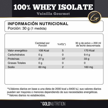 Whey Isolate 5lb Gold Nutrition Vainilla