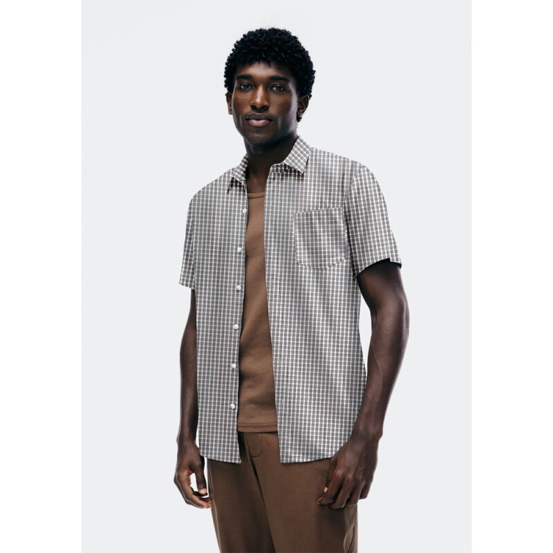 CAMISA MM MASC GRIS CLARO/NEGRO/NARANJA