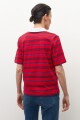 Remera rayada cuello polo rojo
