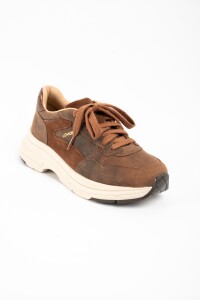 Zapatilla Cuero Combinada Chocolate