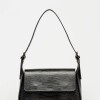 Cartera al hombro Nicola en cuero lagarto Negro
