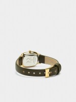 Reloj Rectangular Con Pulsera Efecto Piel caqui