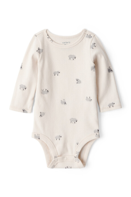 Set dos piezas de algodón, pantalón con tiradores y body, diseño ovejas Sin color