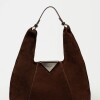 Cartera al hombro The Shopping en cuero gamuza Chocolate Niquel