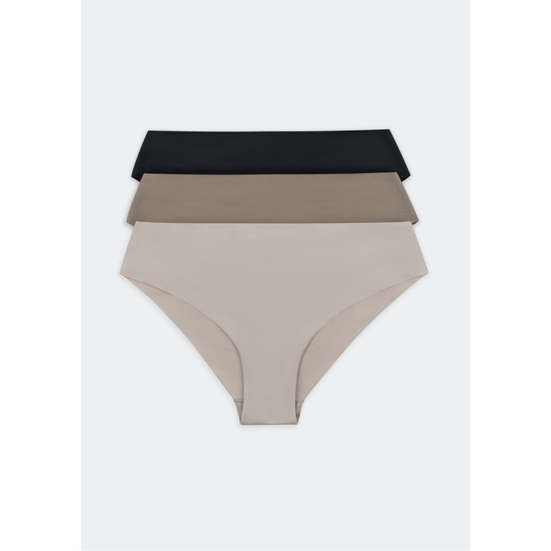 KIT COM 3 CALCINHAS FEM PRETO/BEGE/MARROM