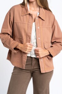 Sobrecamisa Algodón Bordada Mocha