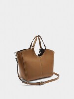 Bolso Tote Liso Con Cierre De Cremallera camel