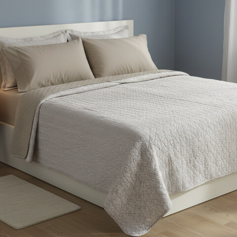 Colcha Estampada Microfibra Richmond 2 Plazas 220 x 240 cm 254-2 ZIG ZAG BEIGE