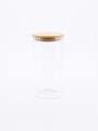 FRASCO VIDRIO TAPA BAMBOO TRANSPARENTE