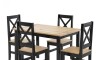 Juego de comedor 4 sillas - Madera maciza - Cruceta Negro