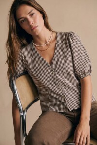 Blusa Gingham Chocolate