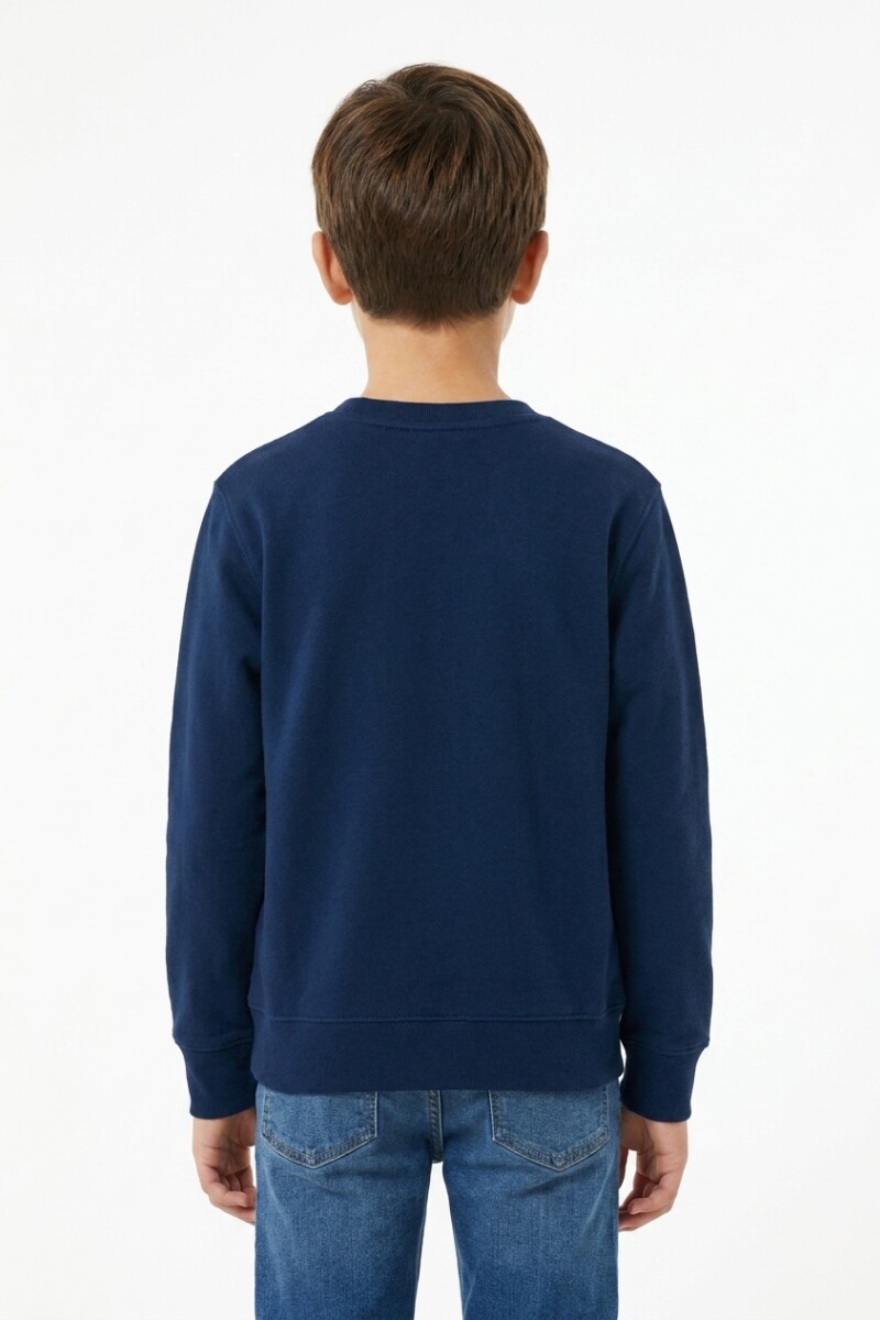 Buzo deportivo básico escote redondo - UNISEX AZUL MARINO