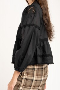 Blusa Broderie Algodón Negro