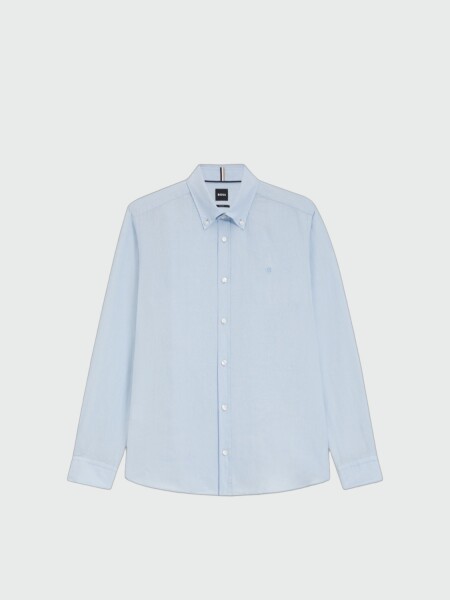BOSS - Camisa Slim- Fit Lino Celeste