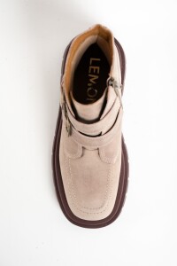 Bota Cuero Hebillas Rosa Viejo