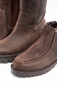 Bota Cuero Combinada Chocolate