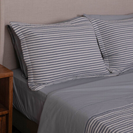SET CUBRECAMA SUPER KING ALGODON AZUL COTTON STRIPE