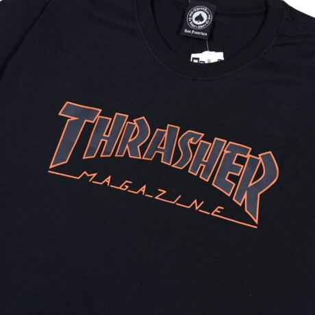 Remera Outlined Thrasher Negro/Naranja
