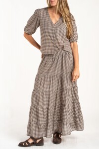 Falda Gingham Chocolate