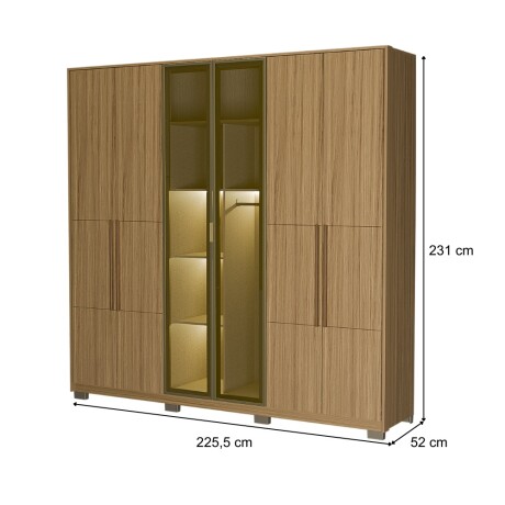 ROPERO TORONTO 6 PUERTAS 4 CAJONES INTERNOS GUARDARROPA ARMARIO CLOSET PLACARD CON VIDRIO Y LED ROPERO TORONTO 6 PUERTAS 4 CAJONES INTERNOS GUARDARROPA ARMARIO CLOSET PLACARD CON VIDRIO Y LED